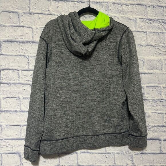 Under Armour Cold Gear Loose Fit Hoodie Gray Striped Fuscia Pink Pullover Sz L - Picture 3 of 10